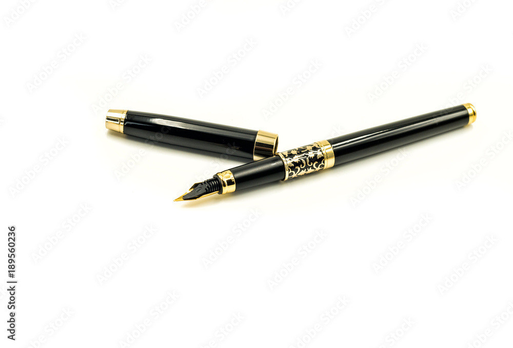 luxury black ink pen isolated on white