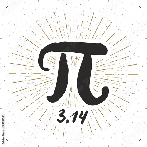 Pi symbol hand drawn icon, Grunge calligraphic mathematical sign, vector illustration
