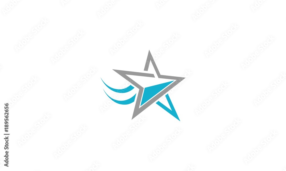 Star Logo. White Linear Style with Blue Sky Arrow, Modern Flat Star and Arrow Logo Icon Star Logo. White Linear Style with Blue Sky Arrow, Modern Flat Star and Arrow Logo Icon