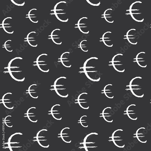 Euro sign icon brush lettering seamless pattern, Grunge calligraphic symbols background, vector illustration © saint_antonio