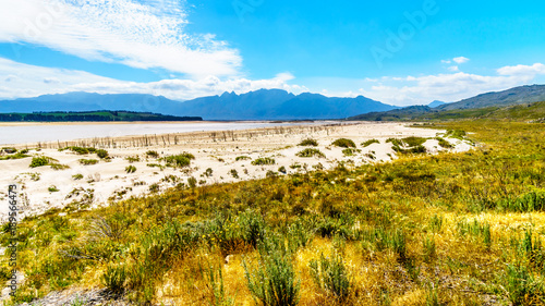 Extremely low water level in the Theewaterkloof Dam or TWK Dam due to extensive drought. The dam is a major reservoir for the water supply for the Cape Town area photo