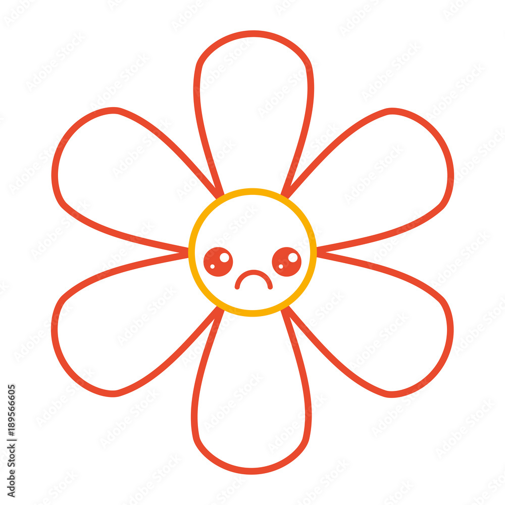 orange flower kawaii cartoon botanical icon vector illustration color line design orange flower kawaii cartoon botanical icon vector illustration color line design