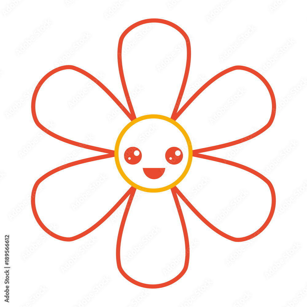orange flower kawaii cartoon botanical icon vector illustration color line design orange flower kawaii cartoon botanical icon vector illustration color line design