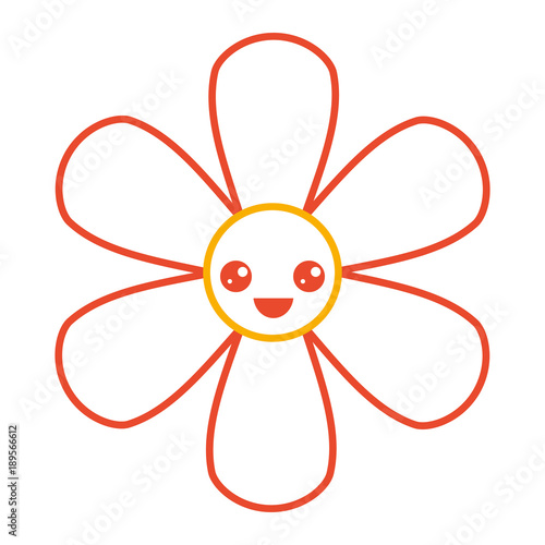 orange flower kawaii cartoon botanical icon vector illustration color line design