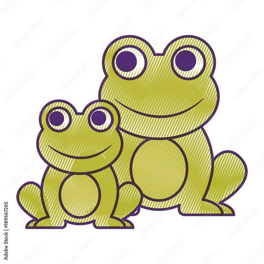 Fototapeta premium frogs cute animal sitting cartoon vector illustration drawing design