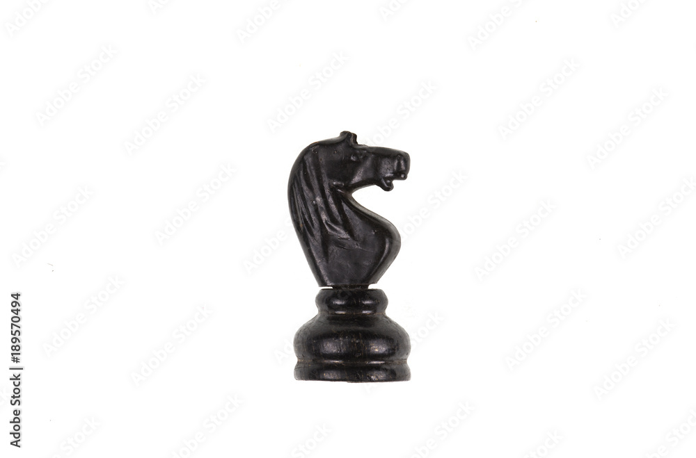 black chess horse on white background black chess horse on white background
