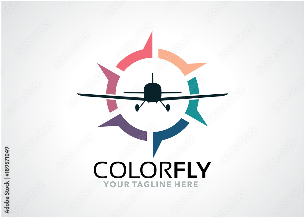Color Fly Travel Logo Template Design Vector, Emblem, Design Concept, Creative Symbol, Icon