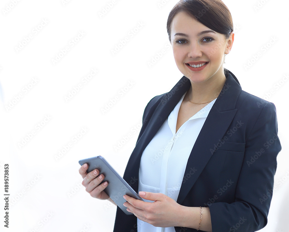 closeup of a successful young business woman with tablet computer closeup of a successful young business woman with tablet computer