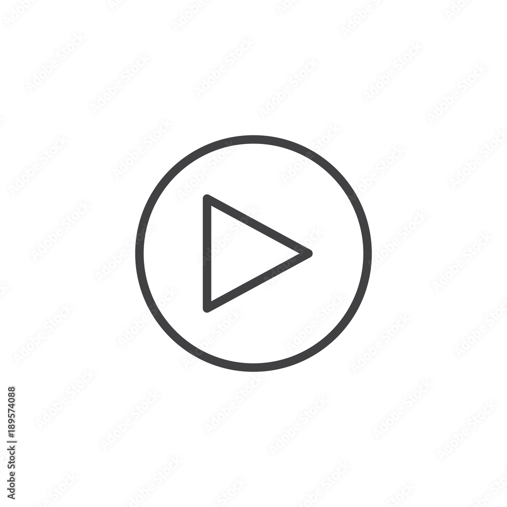 Play button line icon, outline vector sign, linear style pictogram isolated on white. Symbol, logo illustration. Editable stroke Play button line icon, outline vector sign, linear style pictogram isolated on white. Symbol, logo illustration. Editable stroke