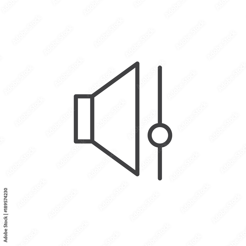 Speaker volume control line icon, outline vector sign, linear style pictogram isolated on white. Sound bar symbol, logo illustration. Editable stroke Speaker volume control line icon, outline vector sign, linear style pictogram isolated on white. Sound bar symbol, logo illustration. Editable stroke