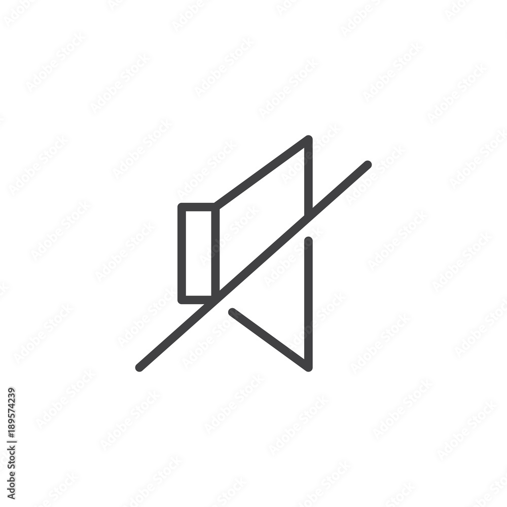 Mute loudspeaker line icon, outline vector sign, linear style pictogram isolated on white. Sound off symbol, logo illustration. Editable stroke Mute loudspeaker line icon, outline vector sign, linear style pictogram isolated on white. Sound off symbol, logo illustration. Editable stroke