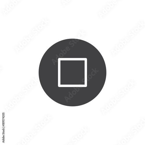 Stop button icon vector, filled flat sign, solid pictogram isolated on white. Symbol, logo illustration.