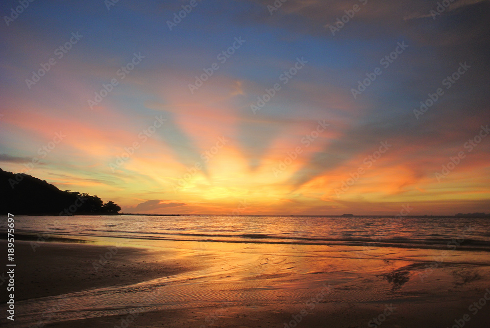 sunset on Seychelles beach