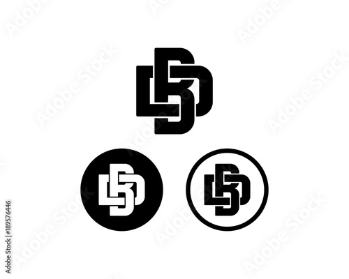 Initial Name Letter BD or DB Monogram Icon Logo Symbol Vector