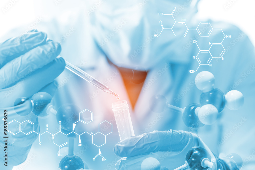 scientist or doctor dropping a blood into blood test tube , science research concept scientist or doctor dropping a blood into blood test tube , science research concept