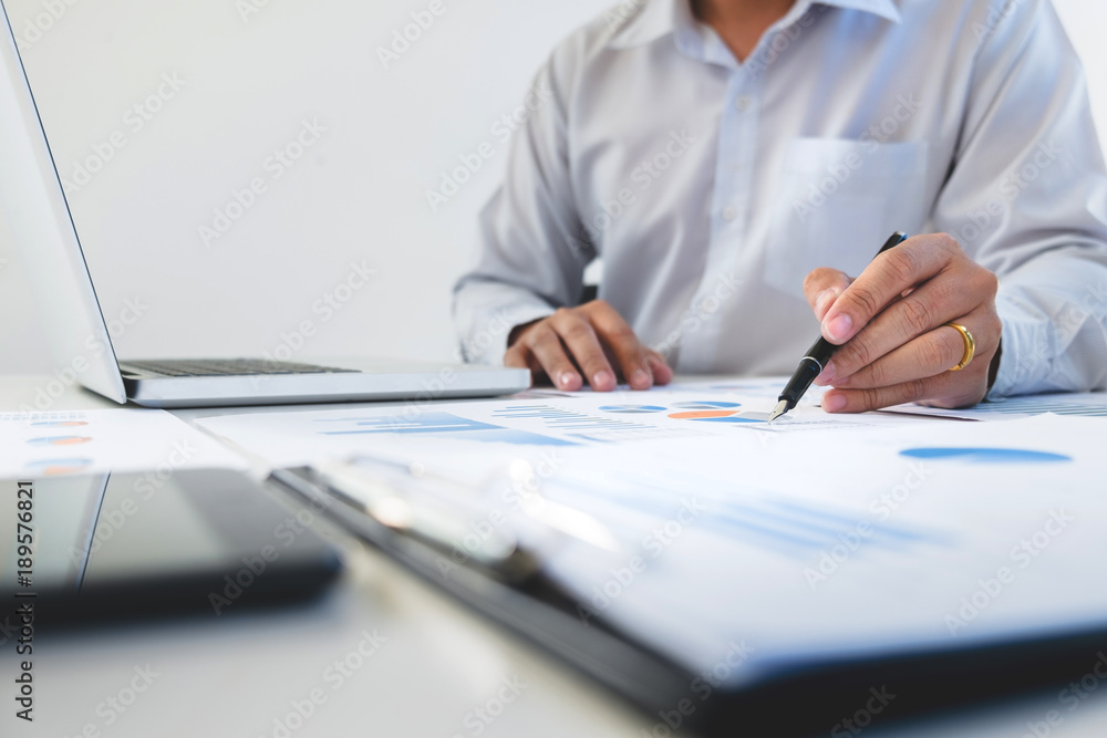 Fototapeta premium Business man analysis data document