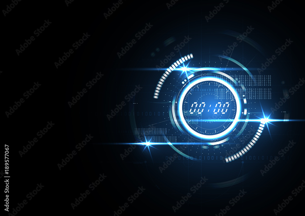 Technological clock system concept abstract background vector