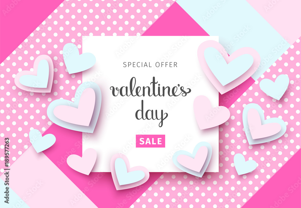 Valentine's day sale background with hearts. Vector illustration eps 10.