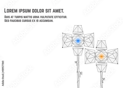 Photo studio equipment. Two reflectors made in polygon style on white background