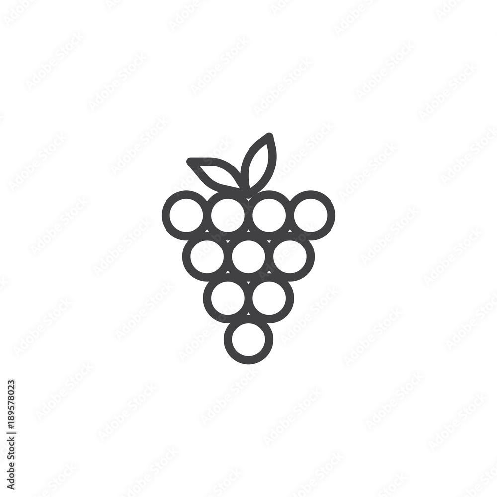 Grapes line icon, outline vector sign, linear style pictogram isolated on white. Winery symbol, logo illustration. Editable stroke