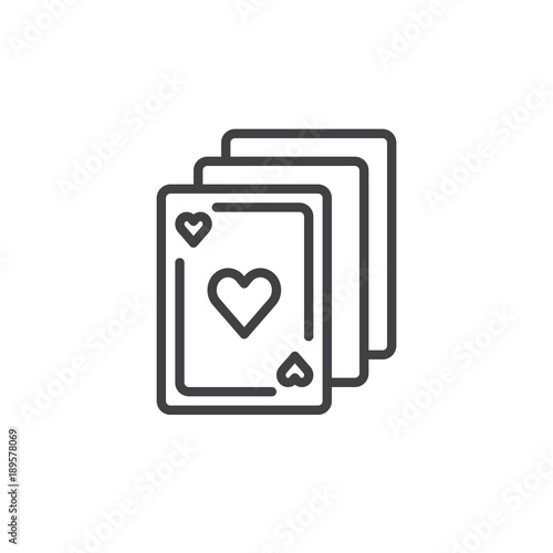 Free Download Playing cards line icon, outline vector sign, linear style pictogram isolated on white. Poker symbol, logo illustration. Editable stroke - GFXLoad