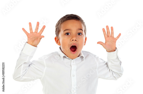 Surprised child open his mouth