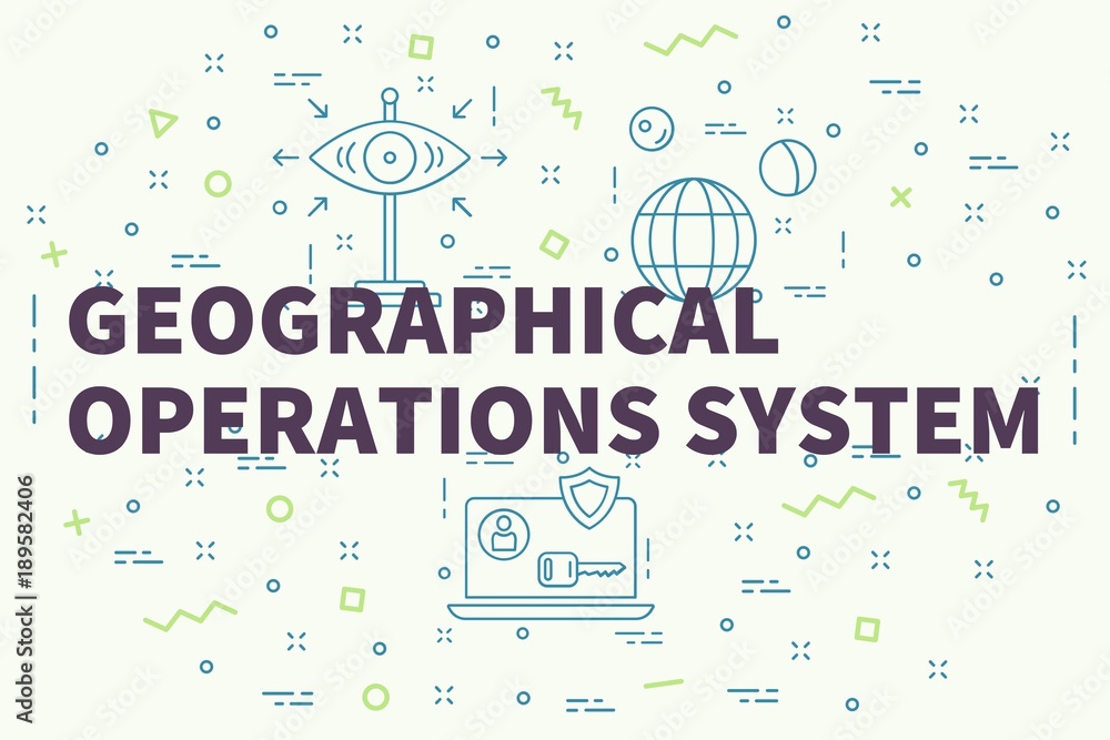 Conceptual business illustration with the words geographical operations system