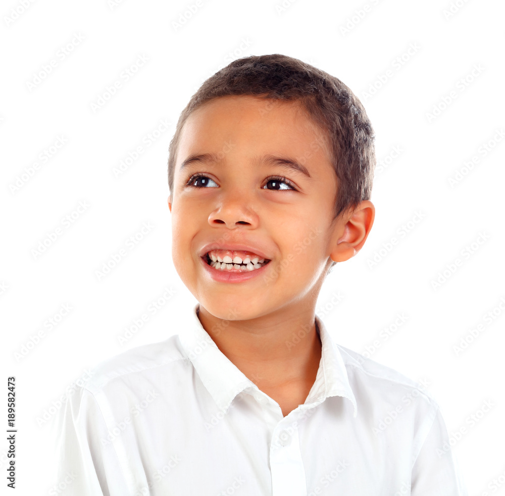 Pensive small child with t-shirt Pensive small child with t-shirt