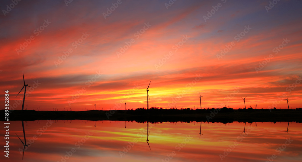 Wind turbines in the evening