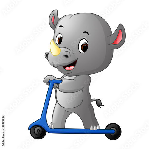 cute rhino riding push scooter