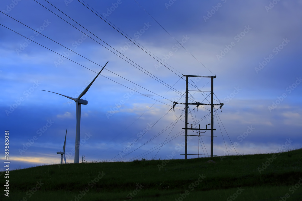 Wind turbines in the evening