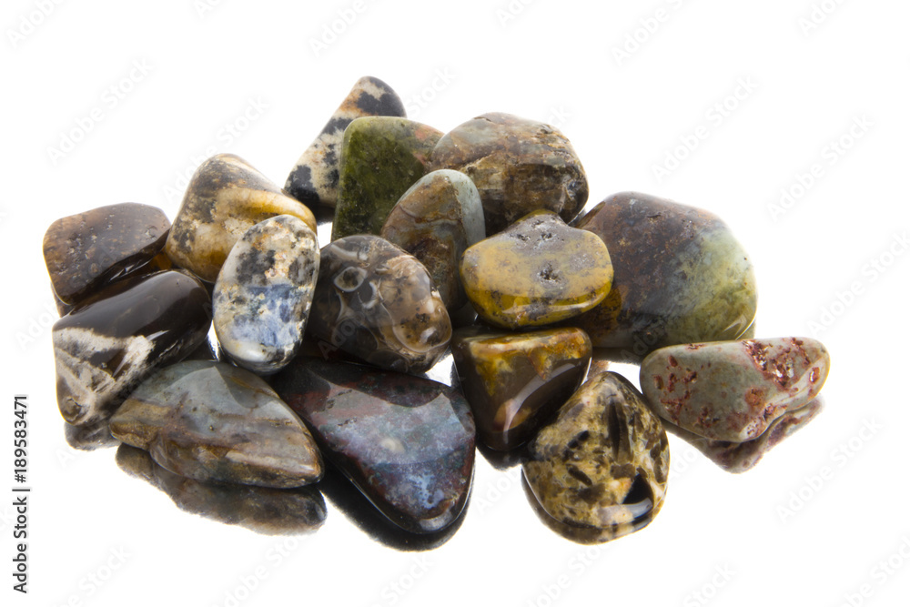 Semiprecious stones isolated on white background Semiprecious stones isolated on white background