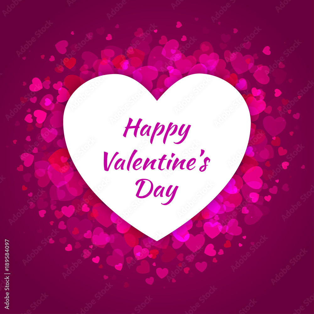 Abstract Bright Purple Violet Glow Soft Hearts for Valentines Day Background Design with White Heart Frame. Vector Illustration of a Pink Valentine's Day Card. Wedding Invitation Card. Abstract Bright Purple Violet Glow Soft Hearts for Valentines Day Background Design with White Heart Frame. Vector Illustration of a Pink Valentine's Day Card. Wedding Invitation Card.