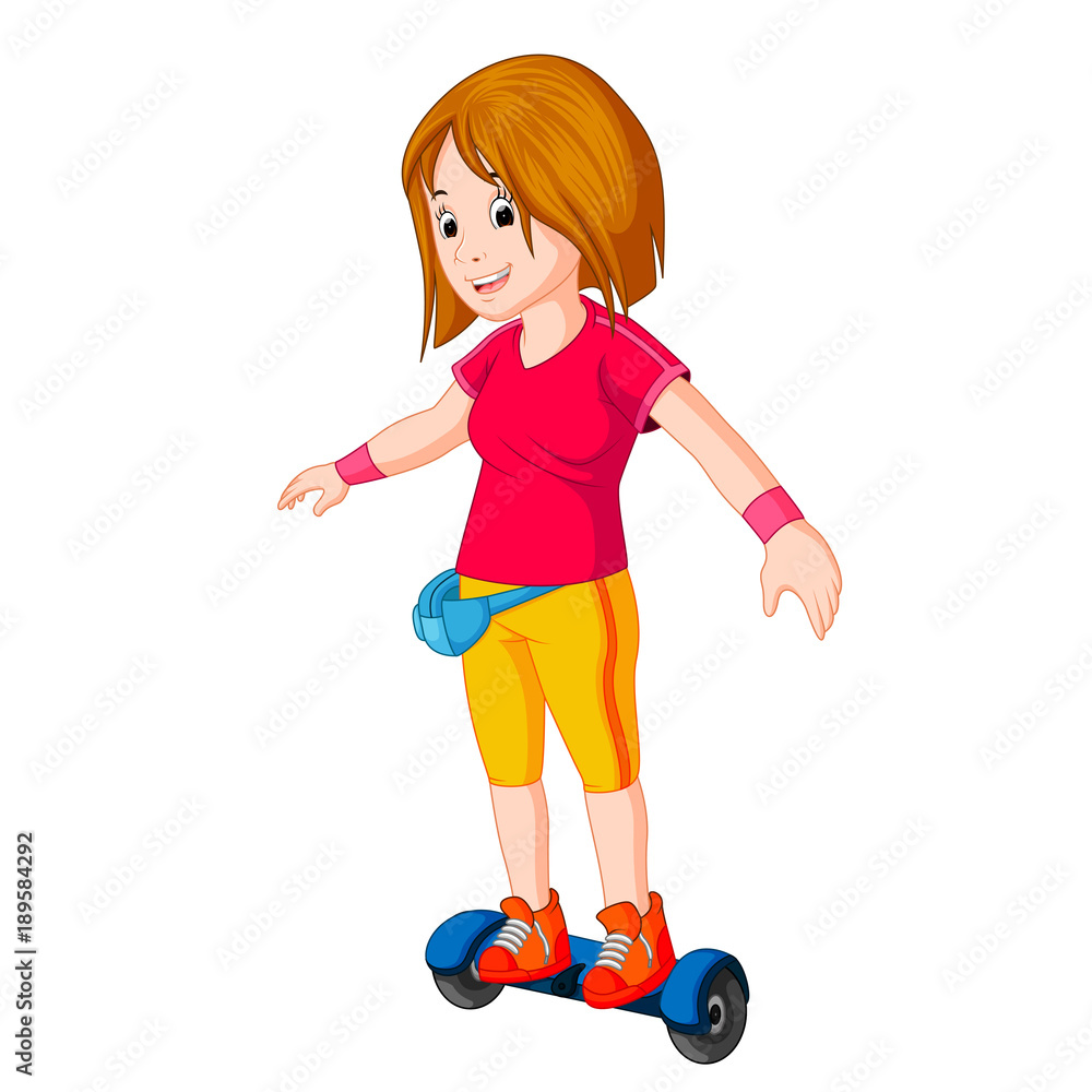 young girl riding a electric scooter young girl riding a electric scooter