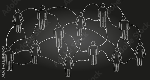 Hand drawn social network vector presentation