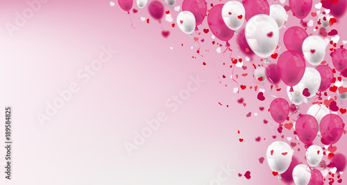 Valentinstag Banner mit Luftballons und Herzen