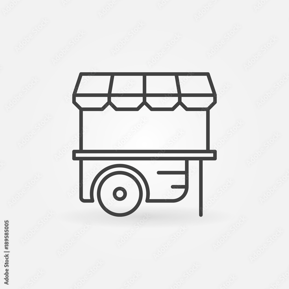 Wheel market stall icon. Vector mobile cart outline symbol Wheel market stall icon. Vector mobile cart outline symbol