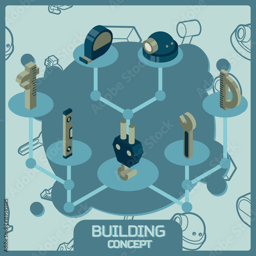 Building color concept isometric icons