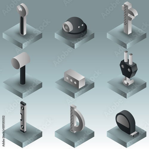 Building color gradient isometric icons
