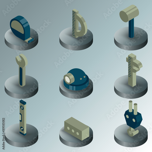 Building color isometric icons