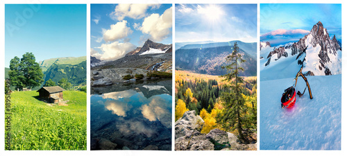 spring, summer, autumn and winter in the mountain