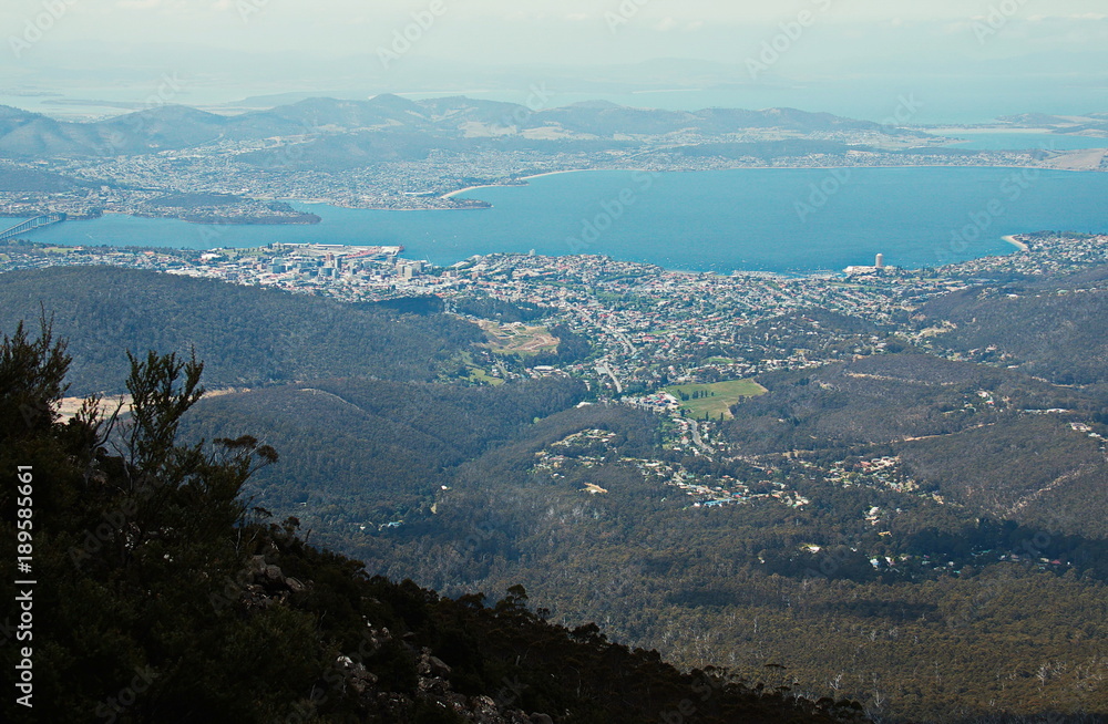 View of Hobart from Mount Wellington in Tasmania

