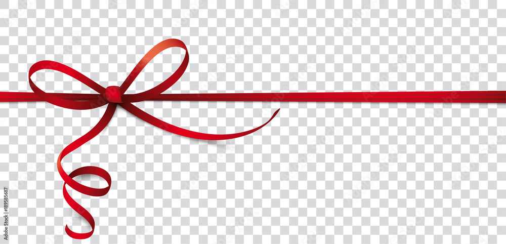 Card Red Thin Ribbon Bow Header Transparent Stock Vector