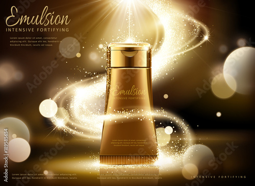 Golden cosmetic tube ads