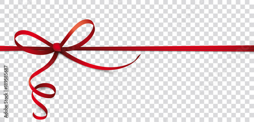 Papier peint Card Red Thin Ribbon Bow Header Transparent