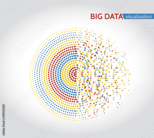 Abstract big data machine learning algorithms. Analysis of information minimalistic infographics design.