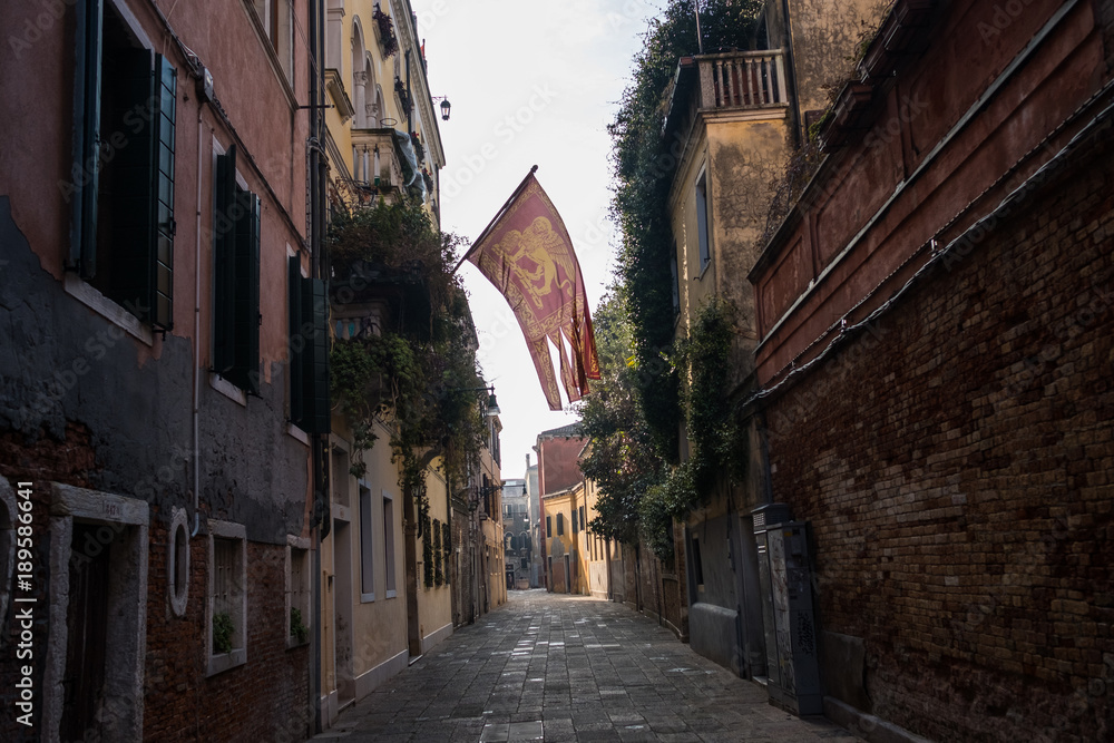 VENICE, ITALY, 31 December 2017 - Venetian Flag in Venice