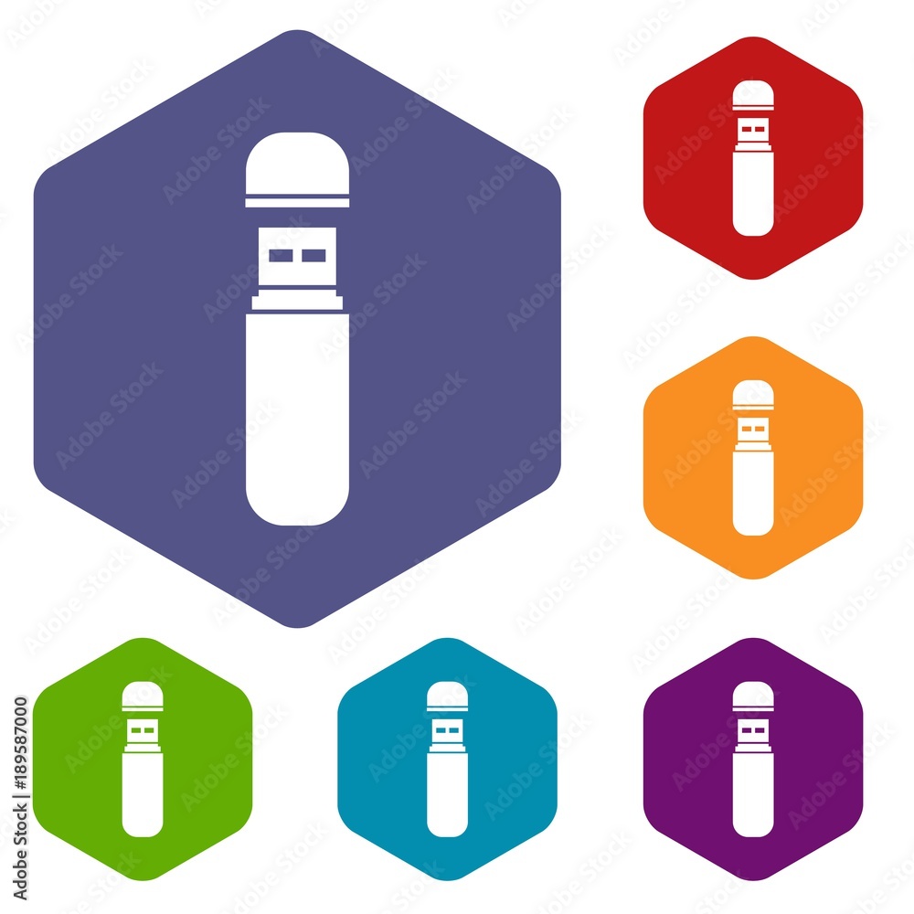 USB flash drive icons set USB flash drive icons set
