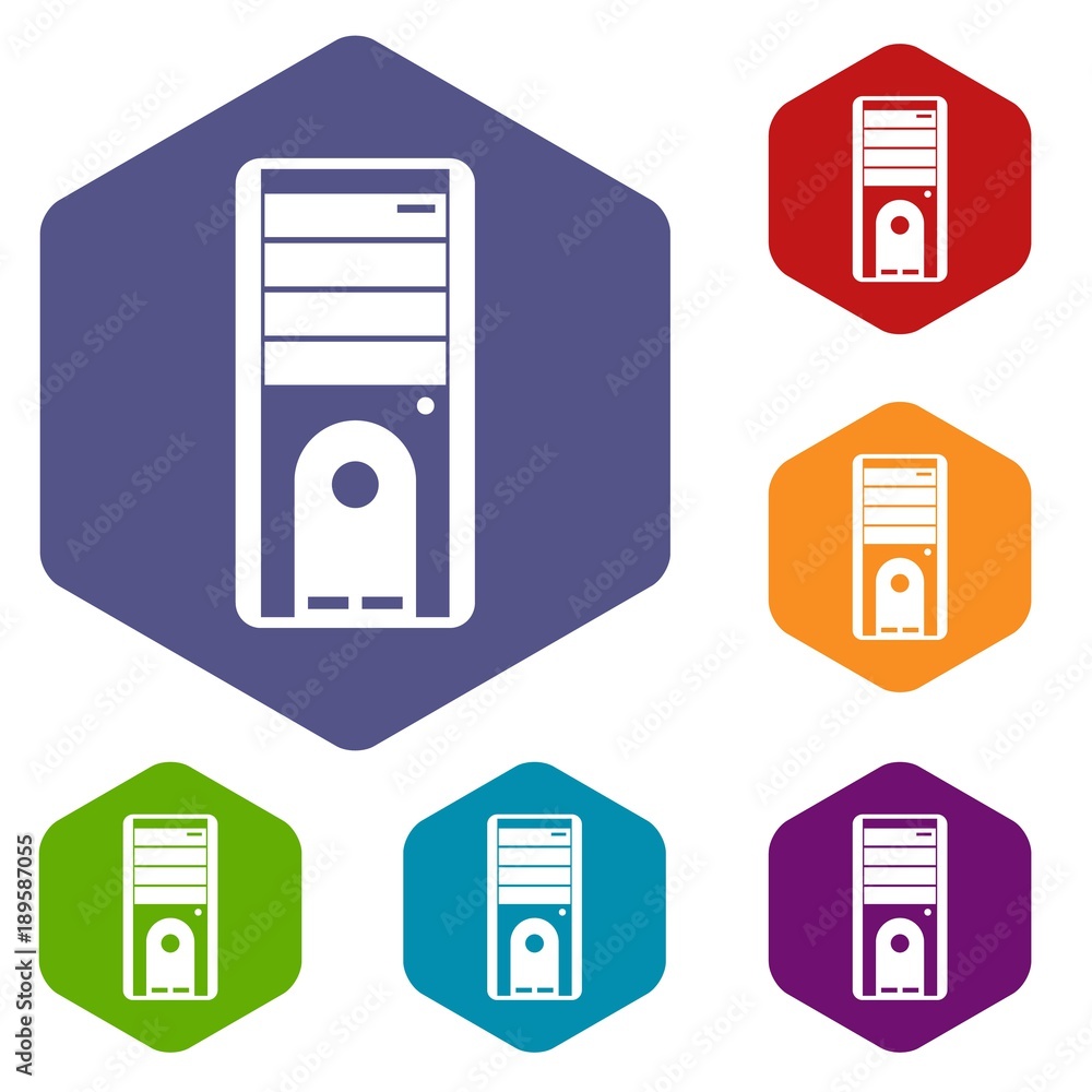 Computer system unit icons set Computer system unit icons set