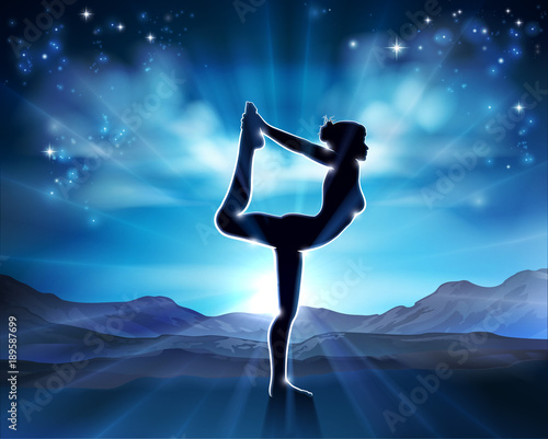 Woman Yoga Pilates Pose Sil...